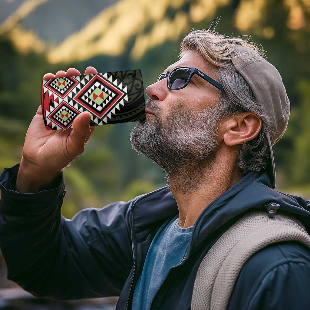 Kia Ora Aotearoa 4 in 1 Can Cooler Tumbler 2025 Pasifika Maori Taniko Motifs