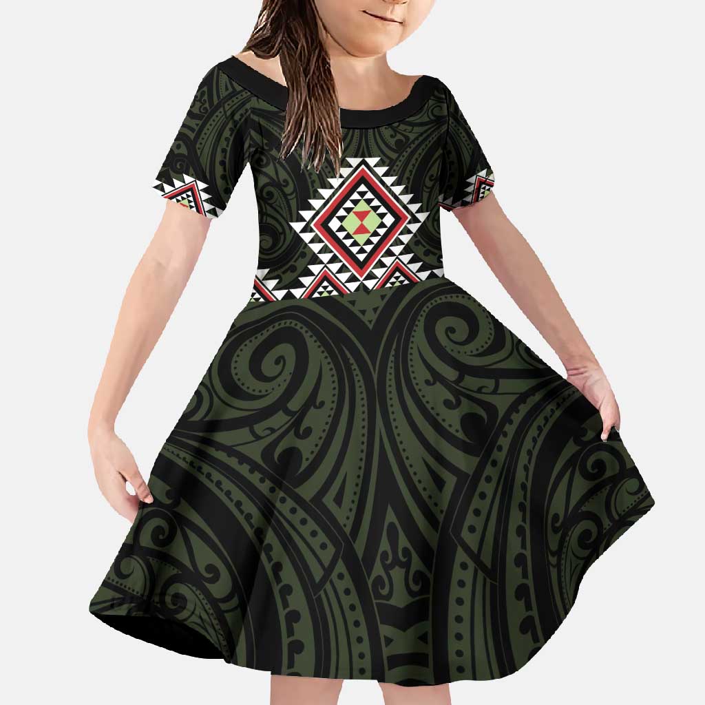 Kia Ora Aotearoa Family Matching Mermaid Dress and Hawaiian Shirt 2025 Pasifika Maori Taniko Motifs