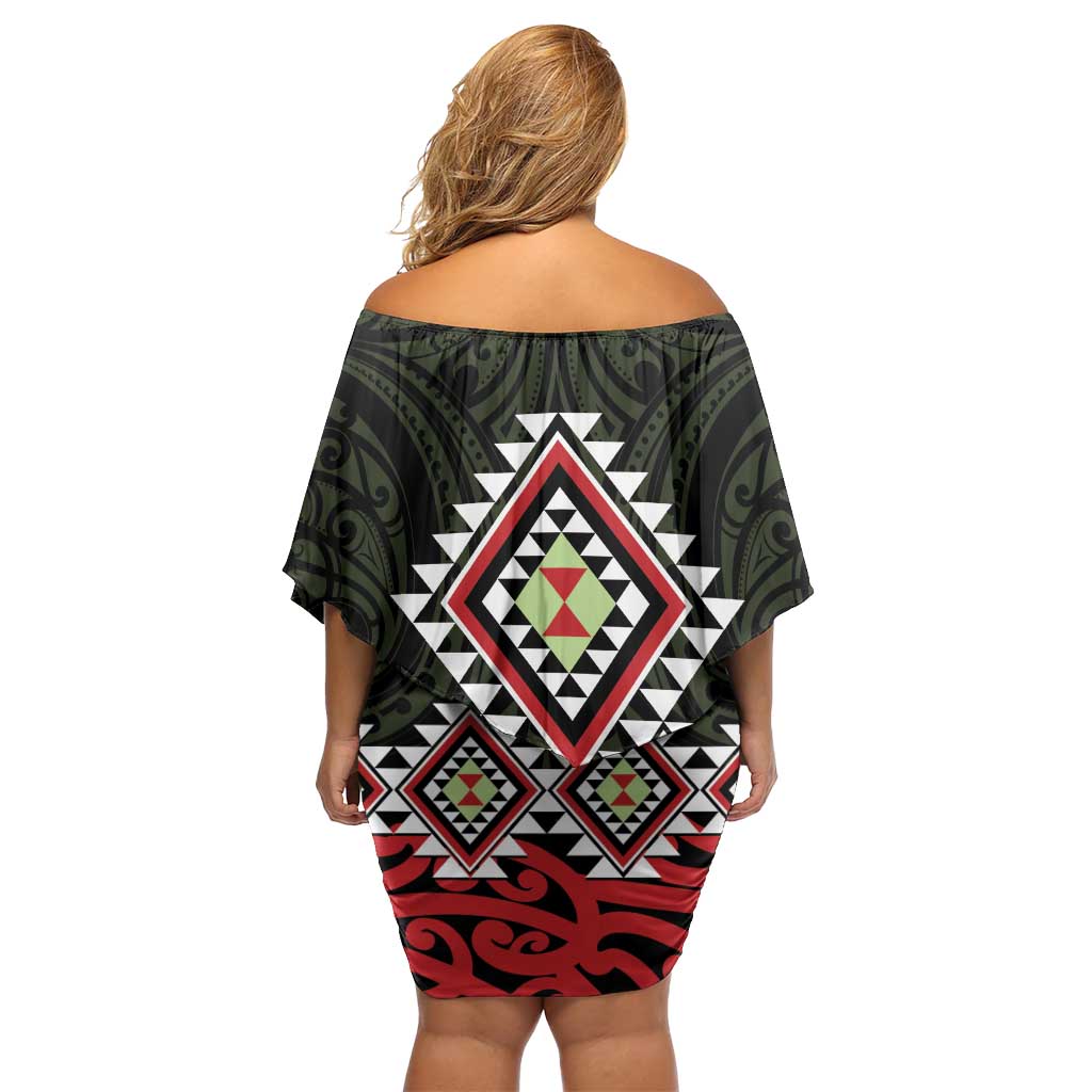 Kia Ora Aotearoa Family Matching Off Shoulder Short Dress and Hawaiian Shirt 2025 Pasifika Maori Taniko Motifs