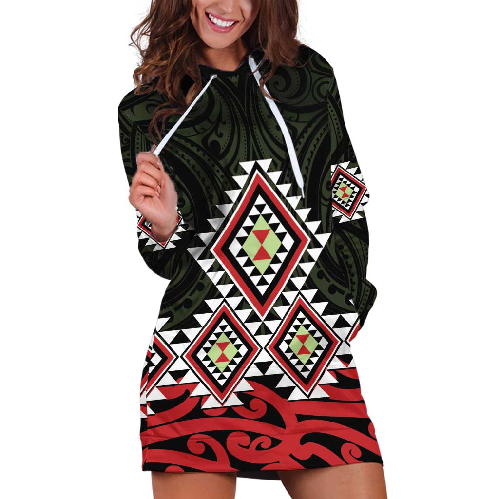 Kia Ora Aotearoa Hoodie Dress 2025 Pasifika Maori Taniko Motifs - Vibe Hoodie Shop