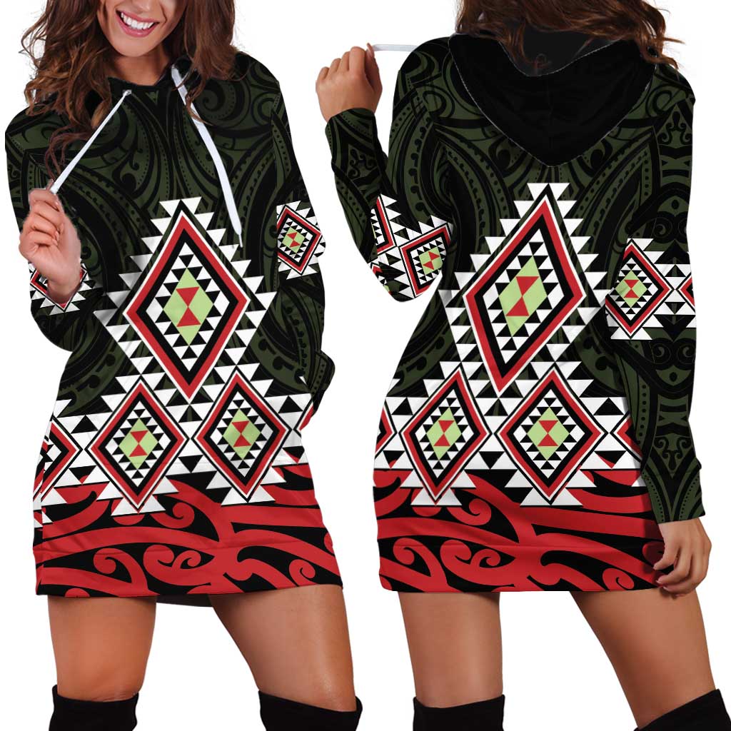 Kia Ora Aotearoa Hoodie Dress 2025 Pasifika Maori Taniko Motifs - Vibe Hoodie Shop