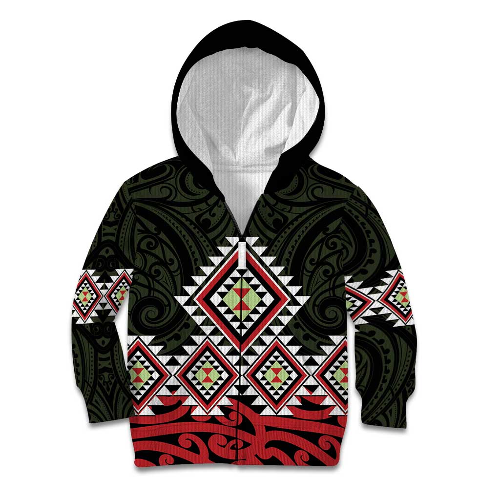 Kia Ora Aotearoa Kid Hoodie 2025 Pasifika Maori Taniko Motifs - Vibe Hoodie Shop