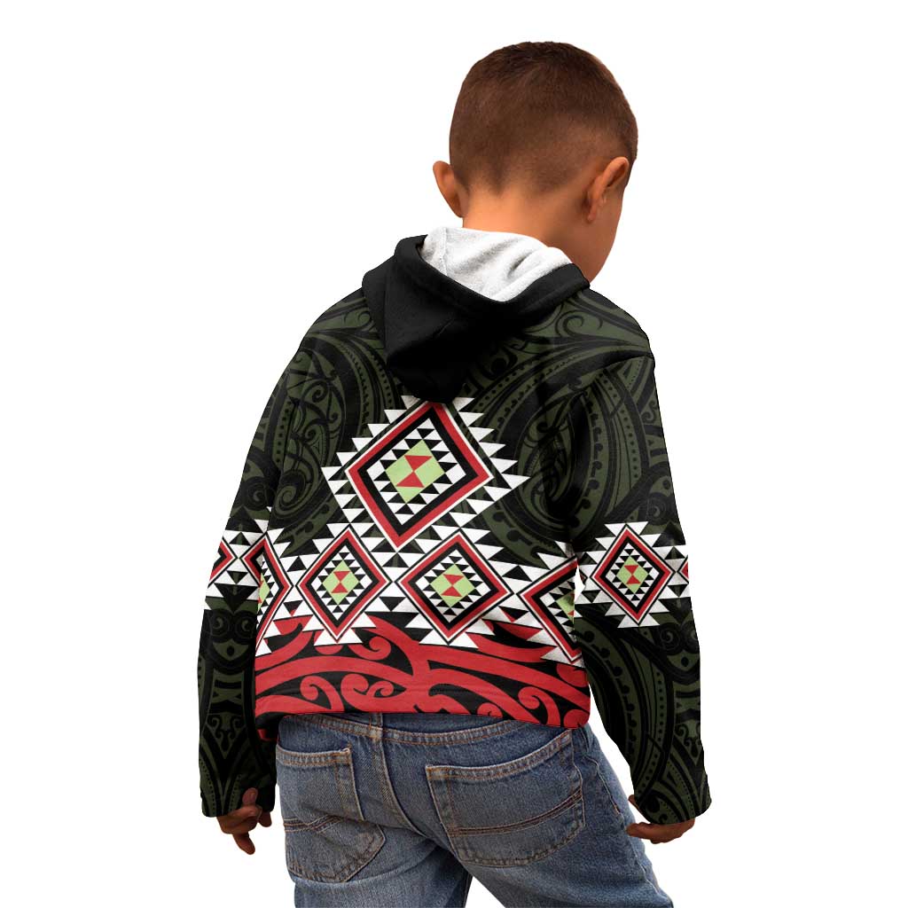 Kia Ora Aotearoa Kid Hoodie 2025 Pasifika Maori Taniko Motifs - Vibe Hoodie Shop