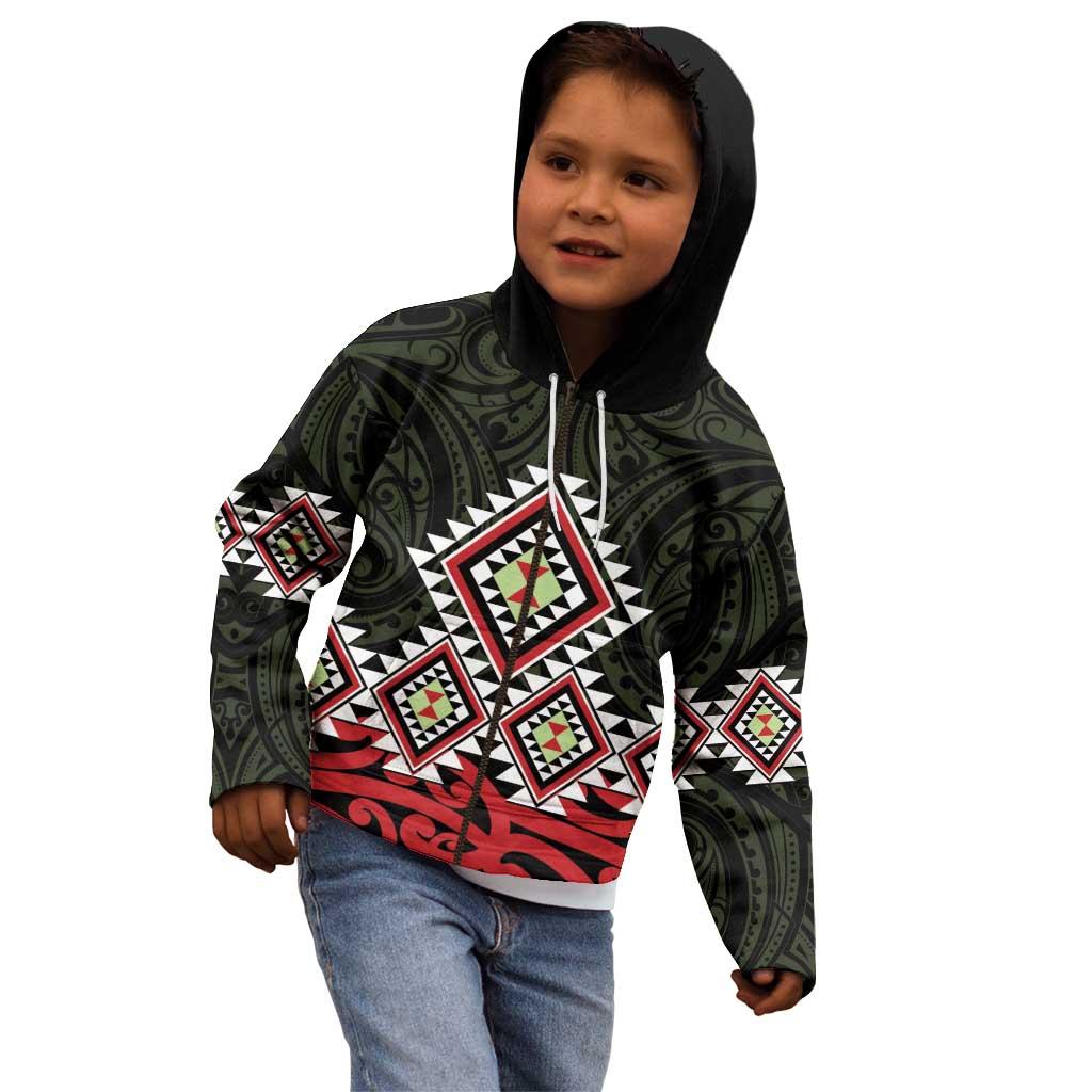 Kia Ora Aotearoa Kid Hoodie 2025 Pasifika Maori Taniko Motifs - Vibe Hoodie Shop