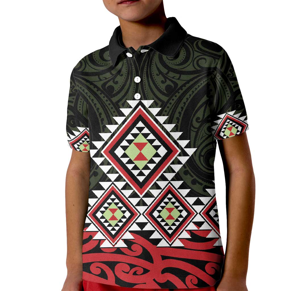 Kia Ora Aotearoa Kid Polo Shirt 2025 Pasifika Maori Taniko Motifs - Vibe Hoodie Shop