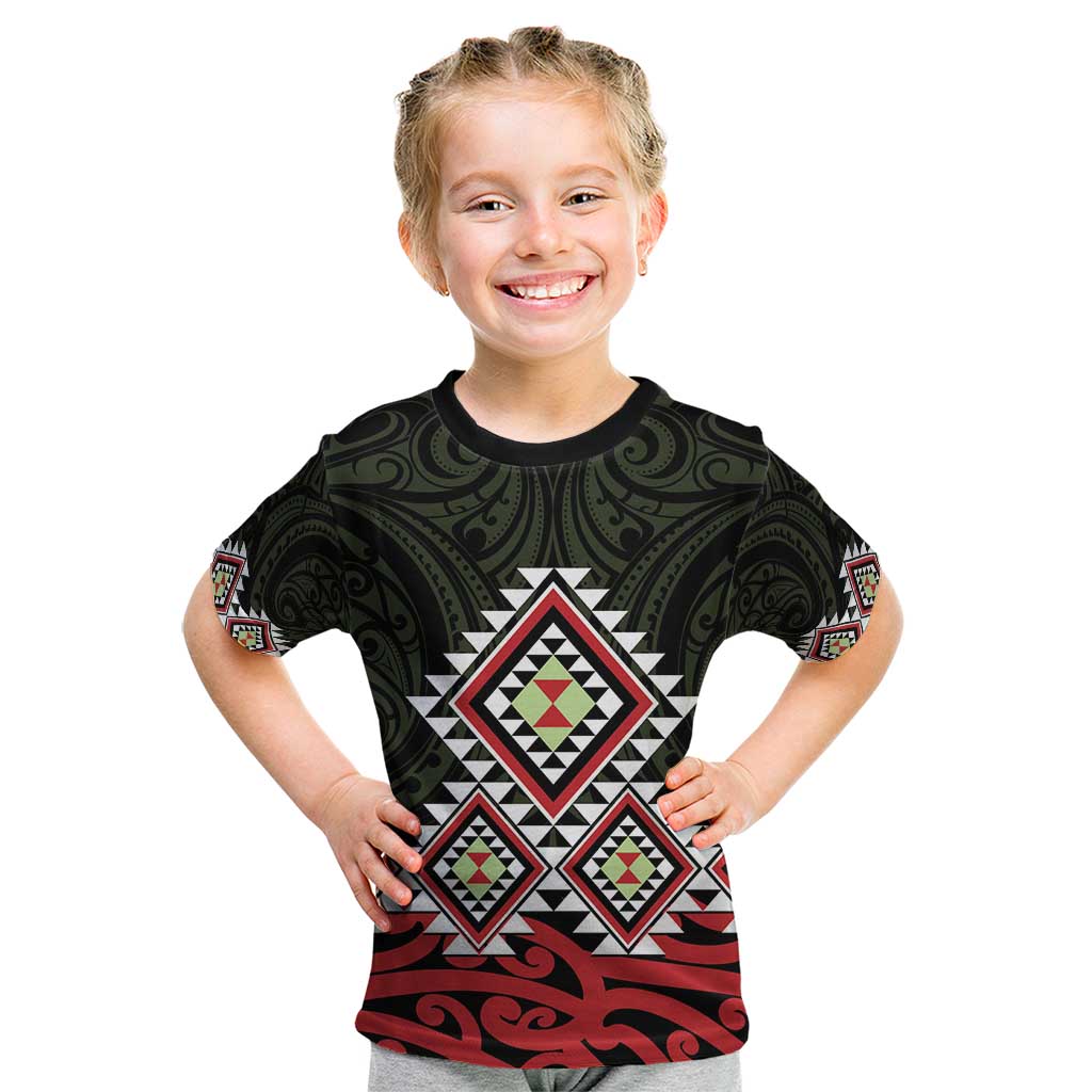 Kia Ora Aotearoa Kid T Shirt 2025 Pasifika Maori Taniko Motifs - Vibe Hoodie Shop