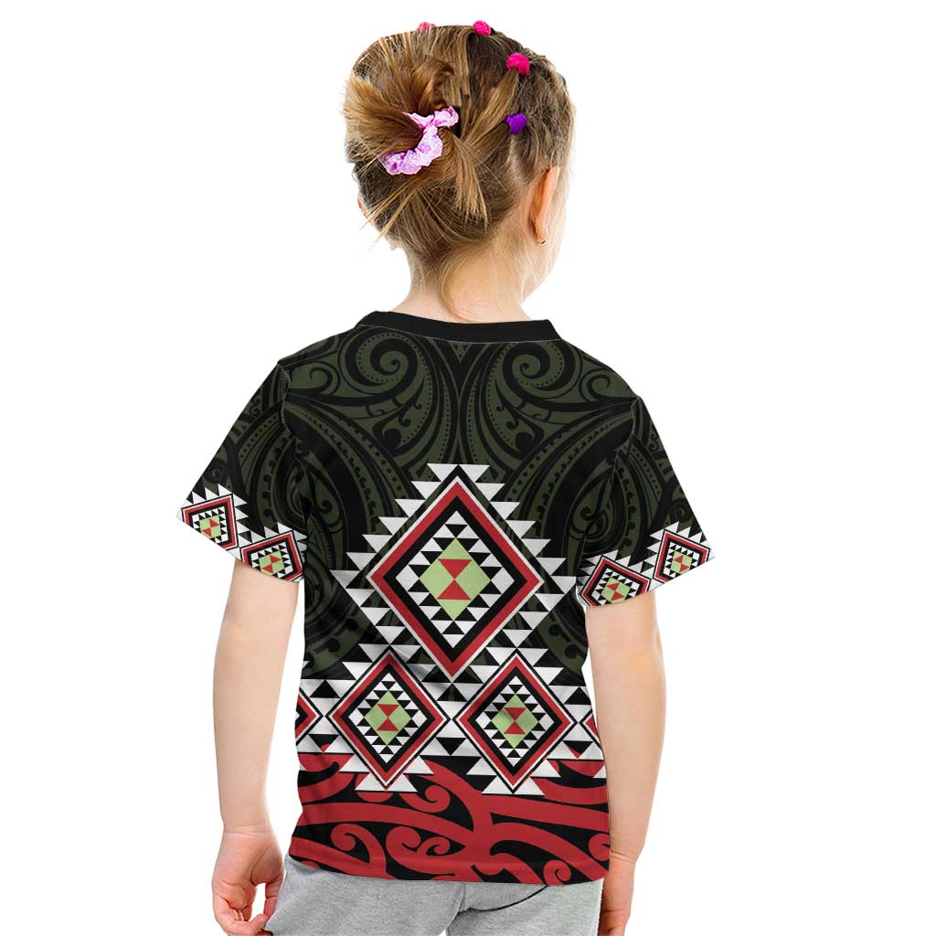 Kia Ora Aotearoa Kid T Shirt 2025 Pasifika Maori Taniko Motifs - Vibe Hoodie Shop