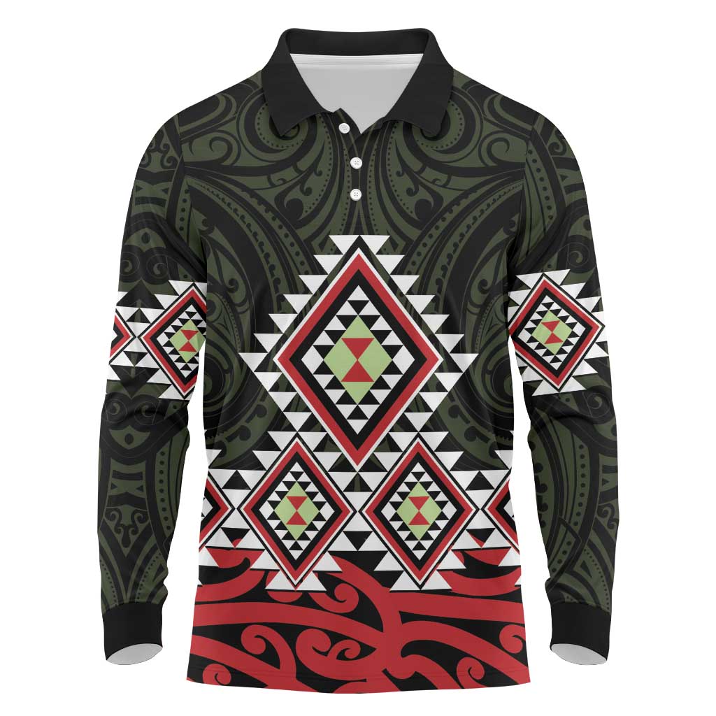 Kia Ora Aotearoa Long Sleeve Polo Shirt 2025 Pasifika Maori Taniko Motifs