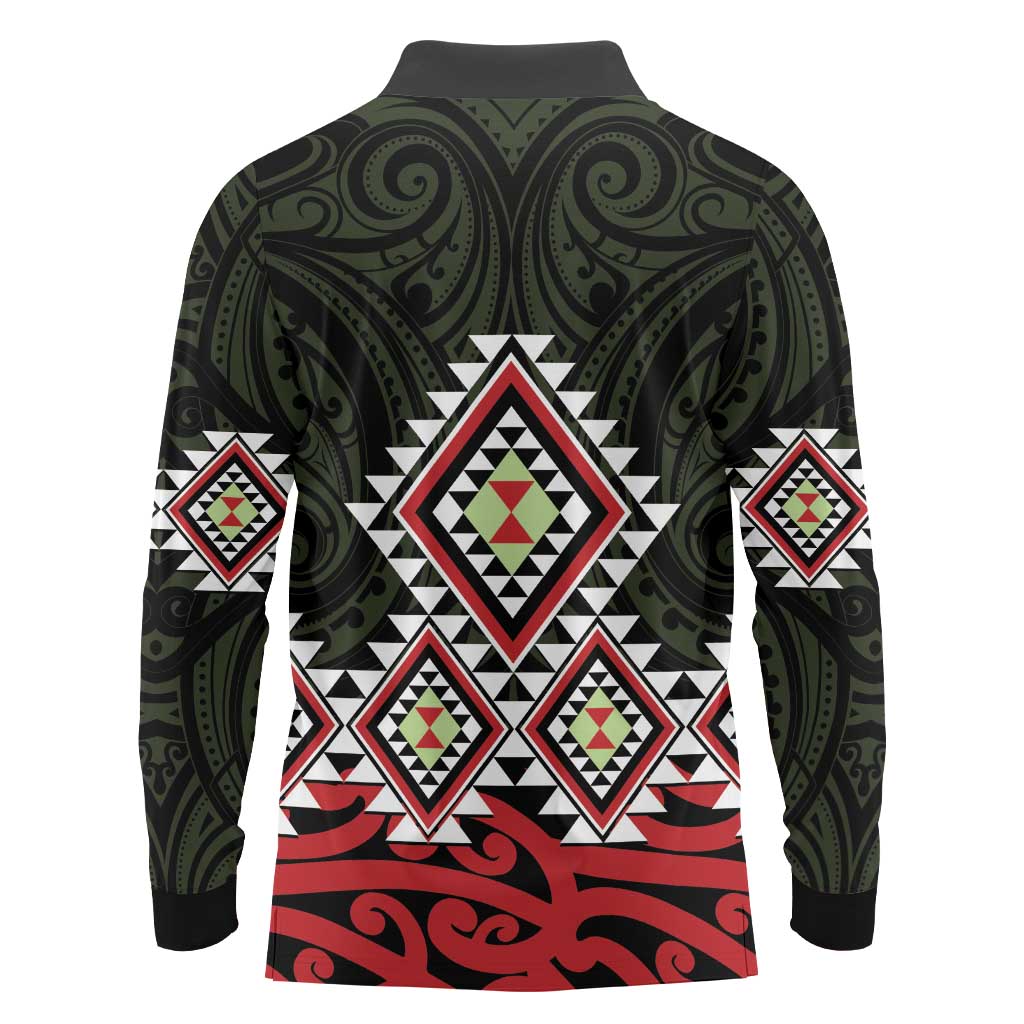 Kia Ora Aotearoa Long Sleeve Polo Shirt 2025 Pasifika Maori Taniko Motifs