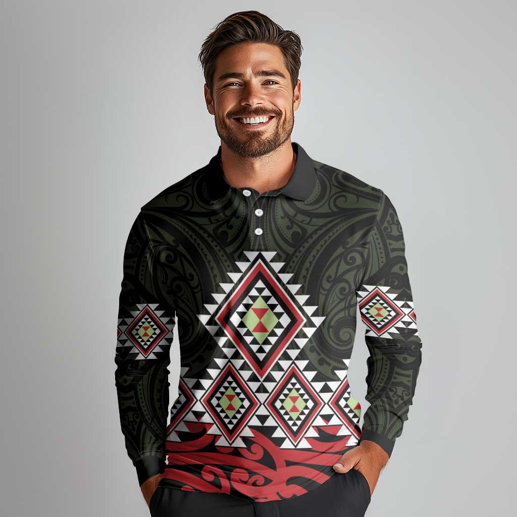 Kia Ora Aotearoa Long Sleeve Polo Shirt 2025 Pasifika Maori Taniko Motifs