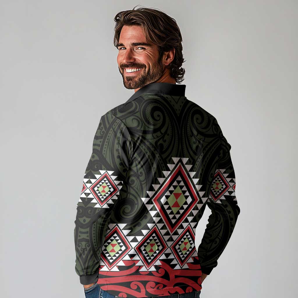 Kia Ora Aotearoa Long Sleeve Polo Shirt 2025 Pasifika Maori Taniko Motifs