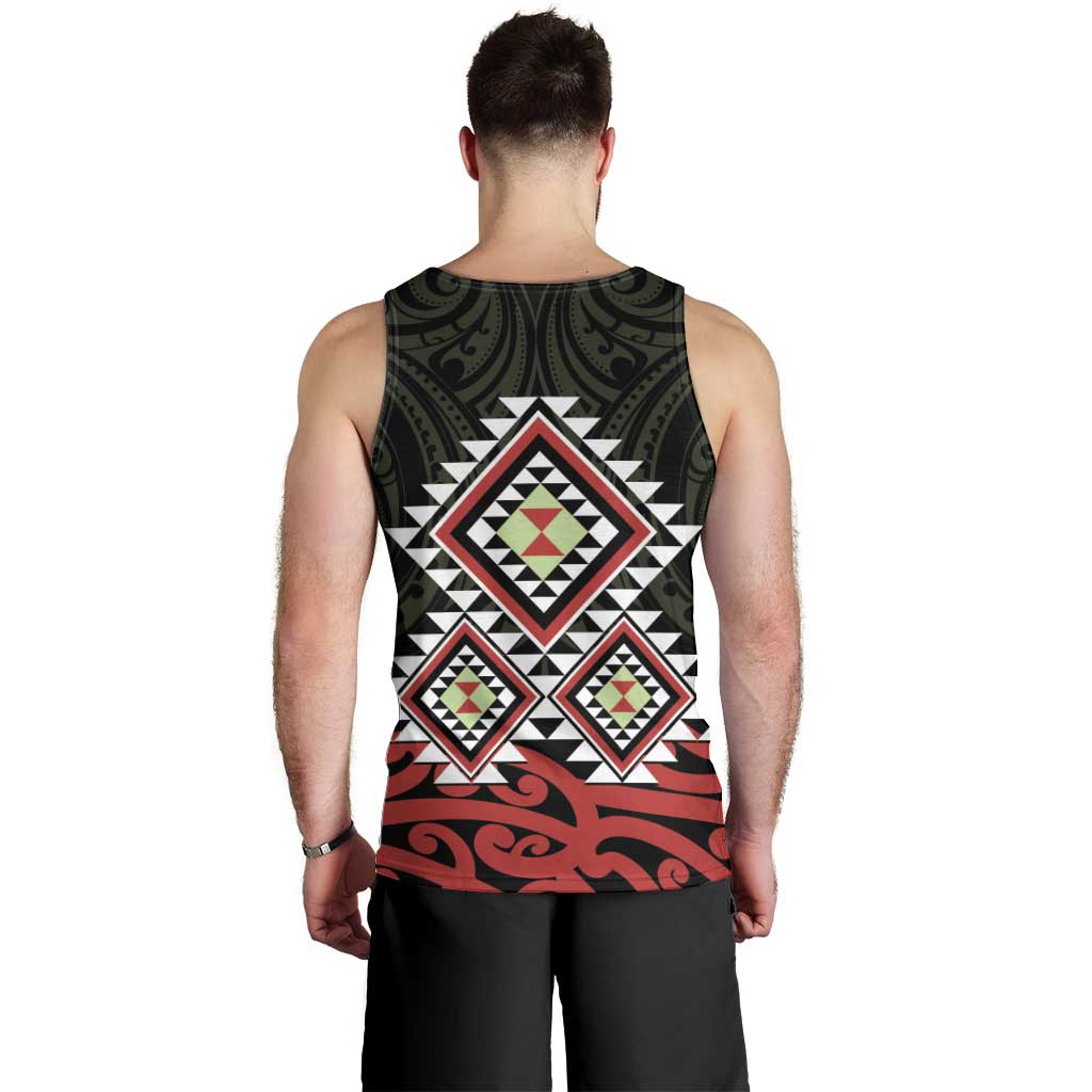 Kia Ora Aotearoa Men Tank Top 2025 Pasifika Maori Taniko Motifs - Vibe Hoodie Shop