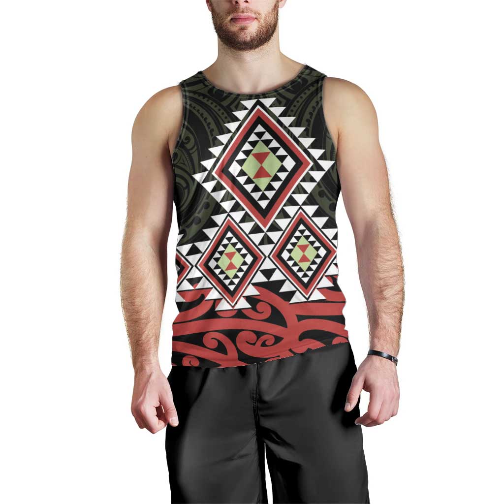 Kia Ora Aotearoa Men Tank Top 2025 Pasifika Maori Taniko Motifs - Vibe Hoodie Shop