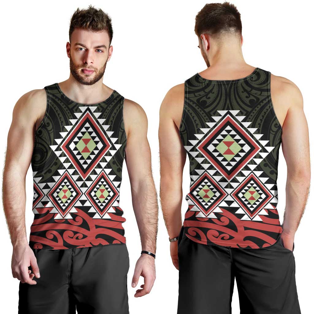 Kia Ora Aotearoa Men Tank Top 2025 Pasifika Maori Taniko Motifs - Vibe Hoodie Shop