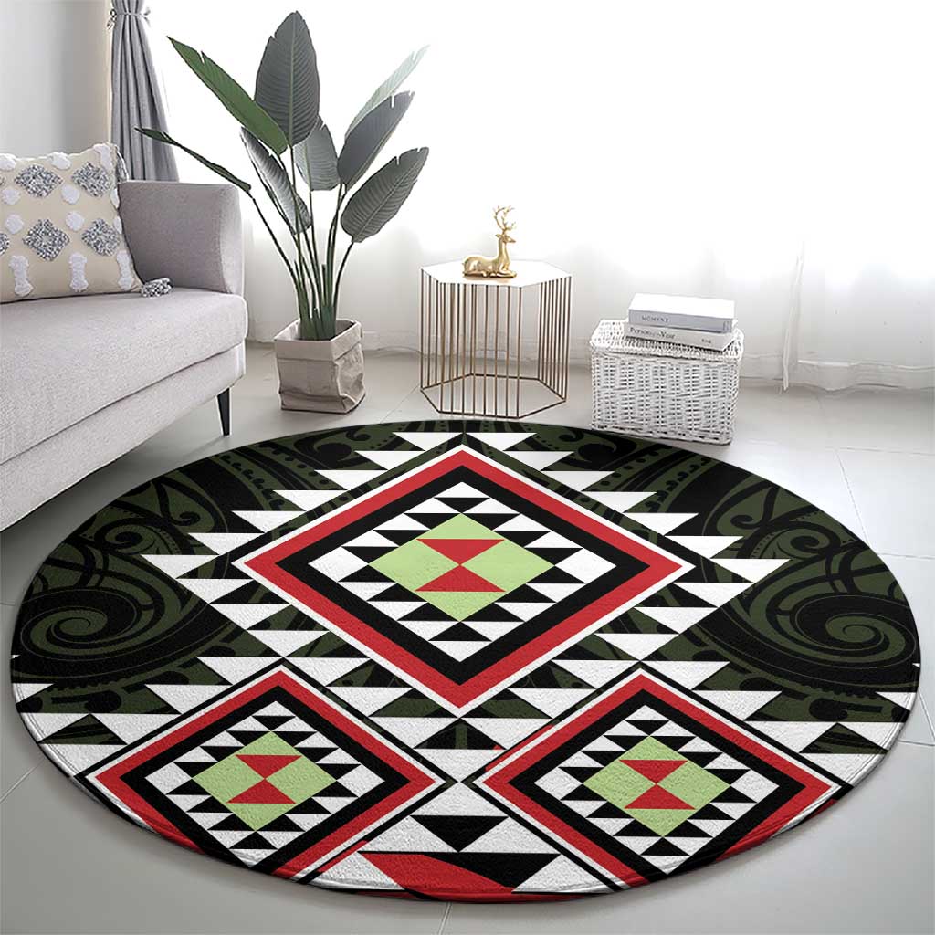 Kia Ora Aotearoa Round Carpet 2025 Pasifika Maori Taniko Motifs