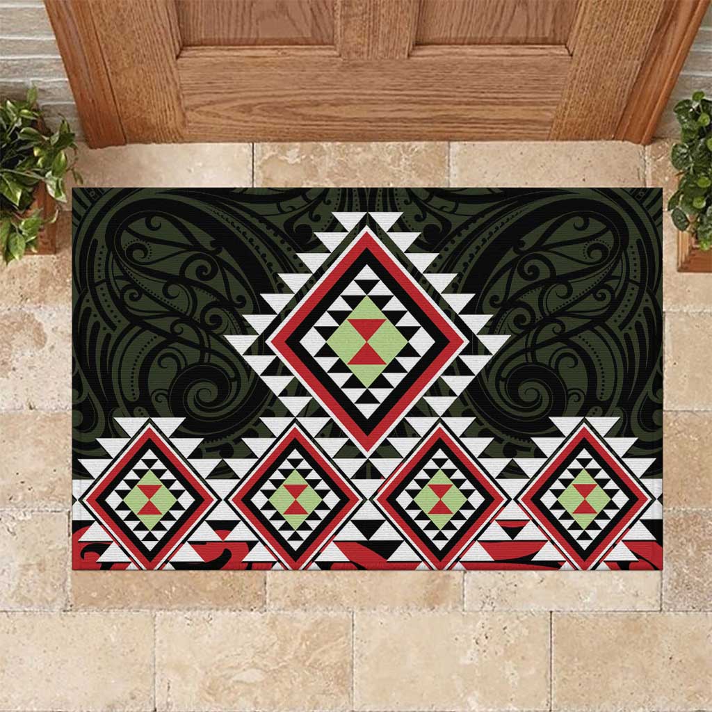 Kia Ora Aotearoa Rubber Doormat 2025 Pasifika Maori Taniko Motifs