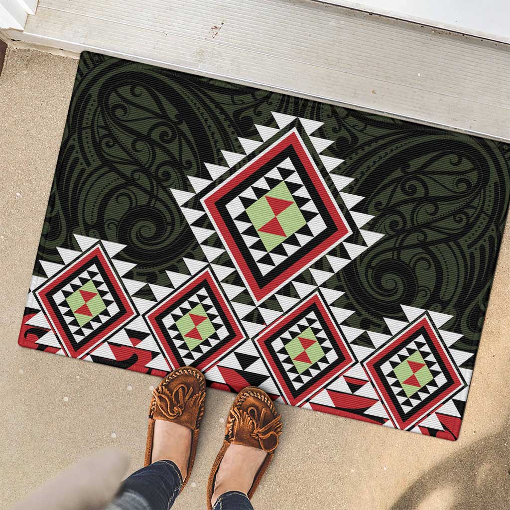 Kia Ora Aotearoa Rubber Doormat 2025 Pasifika Maori Taniko Motifs