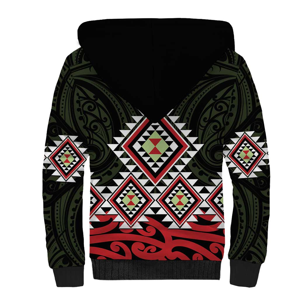 Kia Ora Aotearoa Sherpa Hoodie 2025 Pasifika Maori Taniko Motifs - Vibe Hoodie Shop