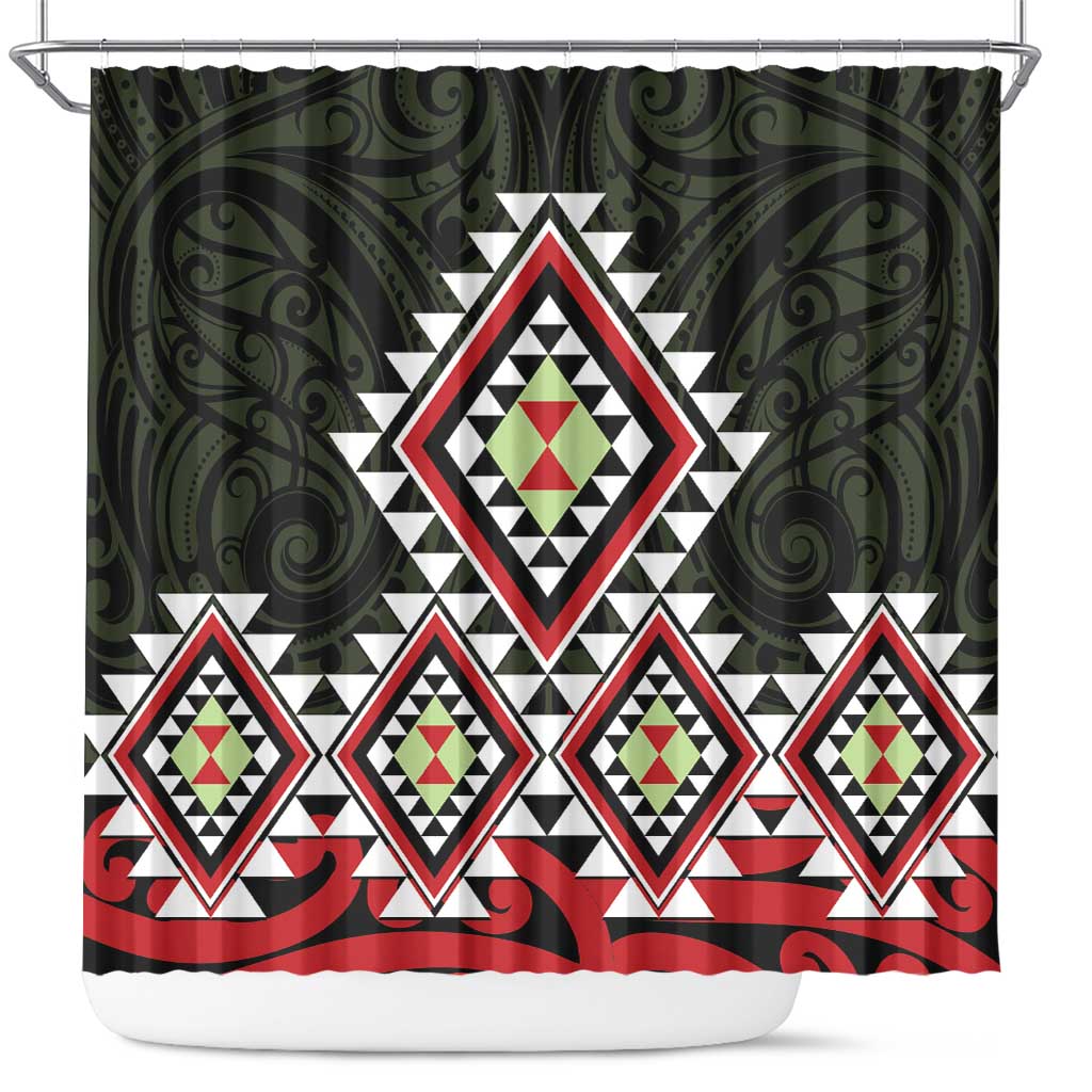 Kia Ora Aotearoa Shower Curtain 2025 Pasifika Maori Taniko Motifs