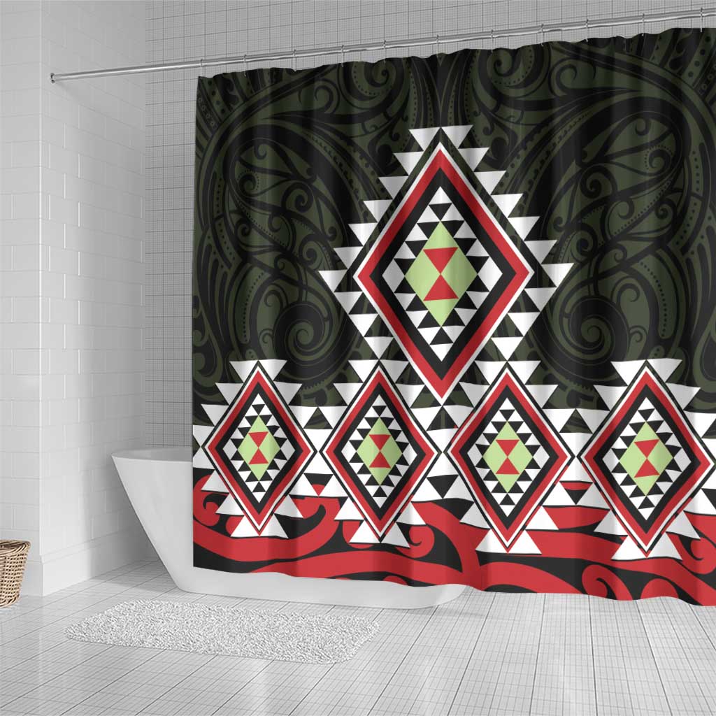 Kia Ora Aotearoa Shower Curtain 2025 Pasifika Maori Taniko Motifs