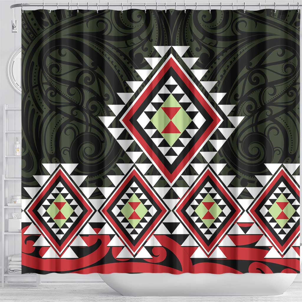 Kia Ora Aotearoa Shower Curtain 2025 Pasifika Maori Taniko Motifs