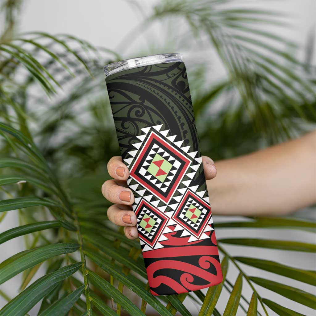 Kia Ora Aotearoa Skinny Tumbler 2025 Pasifika Maori Taniko Motifs