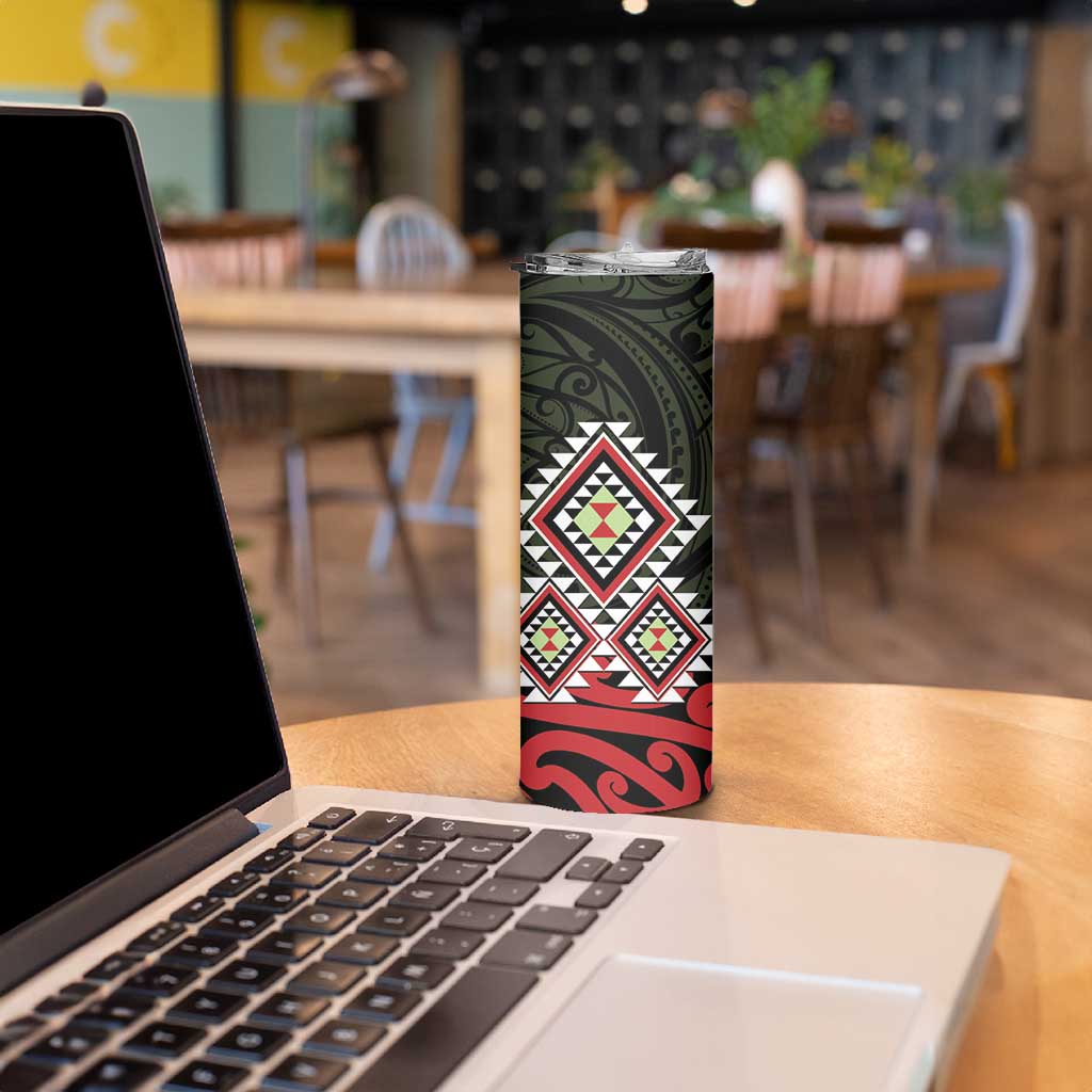 Kia Ora Aotearoa Skinny Tumbler 2025 Pasifika Maori Taniko Motifs