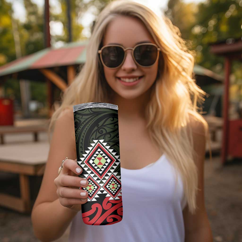 Kia Ora Aotearoa Skinny Tumbler 2025 Pasifika Maori Taniko Motifs