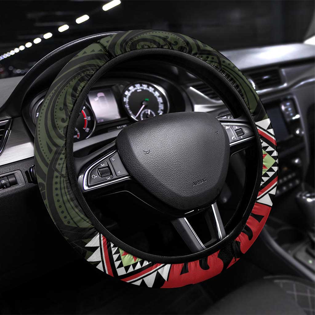 Kia Ora Aotearoa Steering Wheel Cover 2025 Pasifika Maori Taniko Motifs