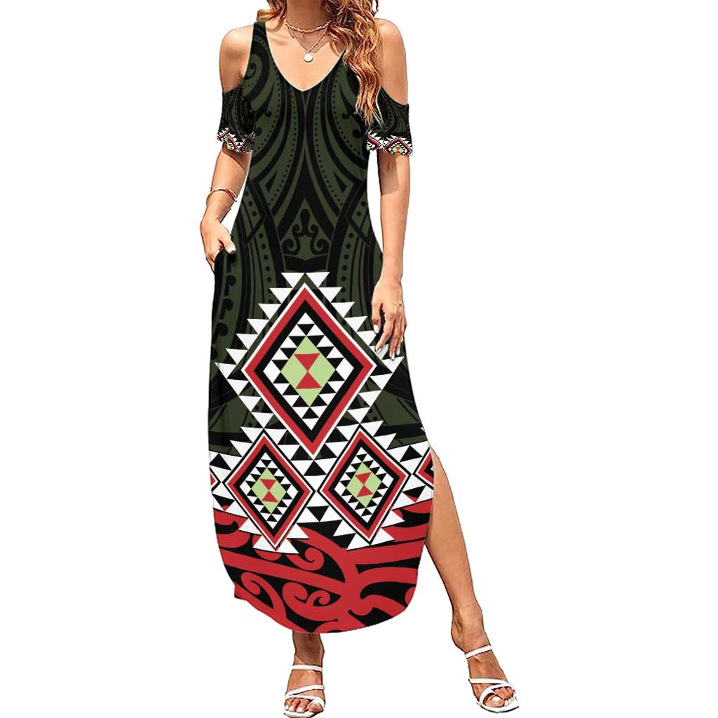 Kia Ora Aotearoa Summer Maxi Dress 2025 Pasifika Maori Taniko Motifs