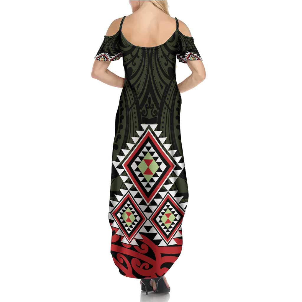 Kia Ora Aotearoa Summer Maxi Dress 2025 Pasifika Maori Taniko Motifs