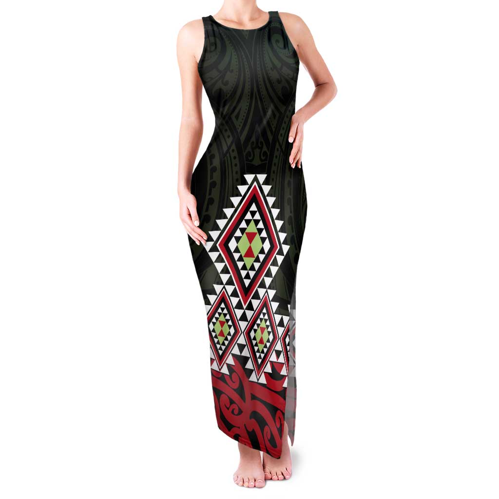 Kia Ora Aotearoa Tank Maxi Dress 2025 Pasifika Maori Taniko Motifs