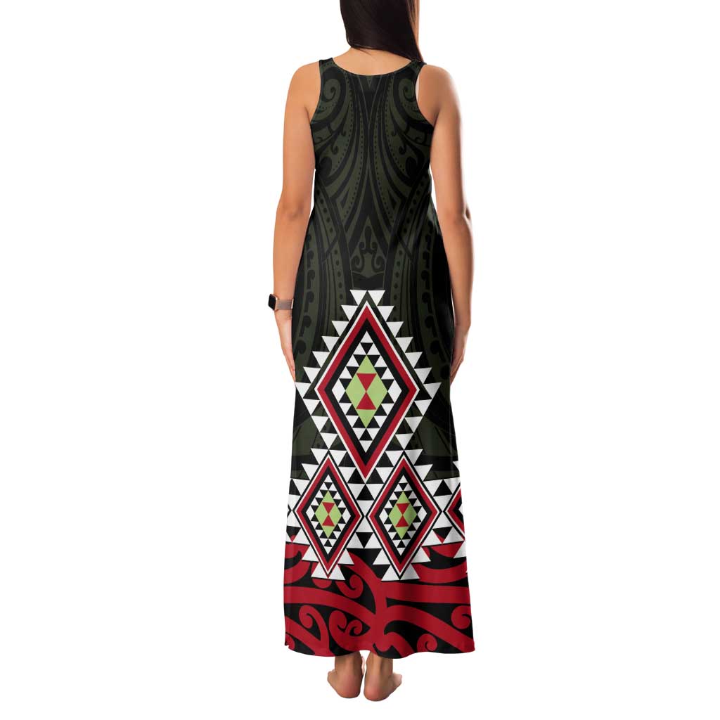 Kia Ora Aotearoa Tank Maxi Dress 2025 Pasifika Maori Taniko Motifs