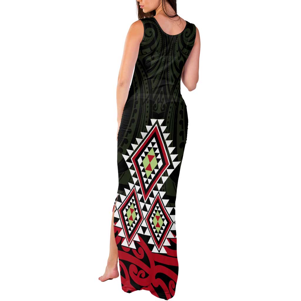 Kia Ora Aotearoa Tank Maxi Dress 2025 Pasifika Maori Taniko Motifs