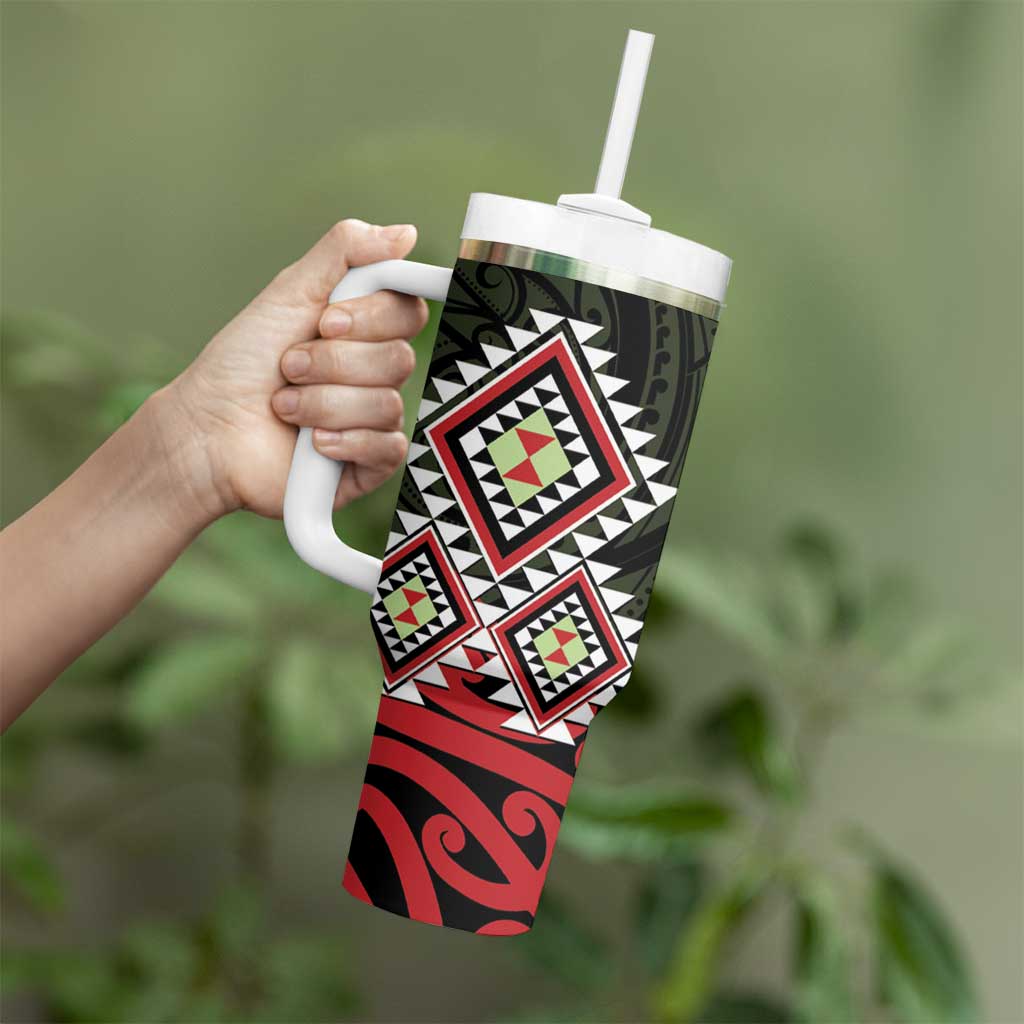 Kia Ora Aotearoa Tumbler With Handle 2025 Pasifika Maori Taniko Motifs