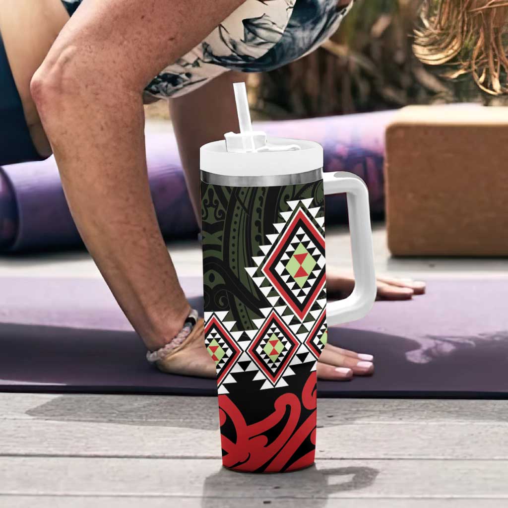 Kia Ora Aotearoa Tumbler With Handle 2025 Pasifika Maori Taniko Motifs