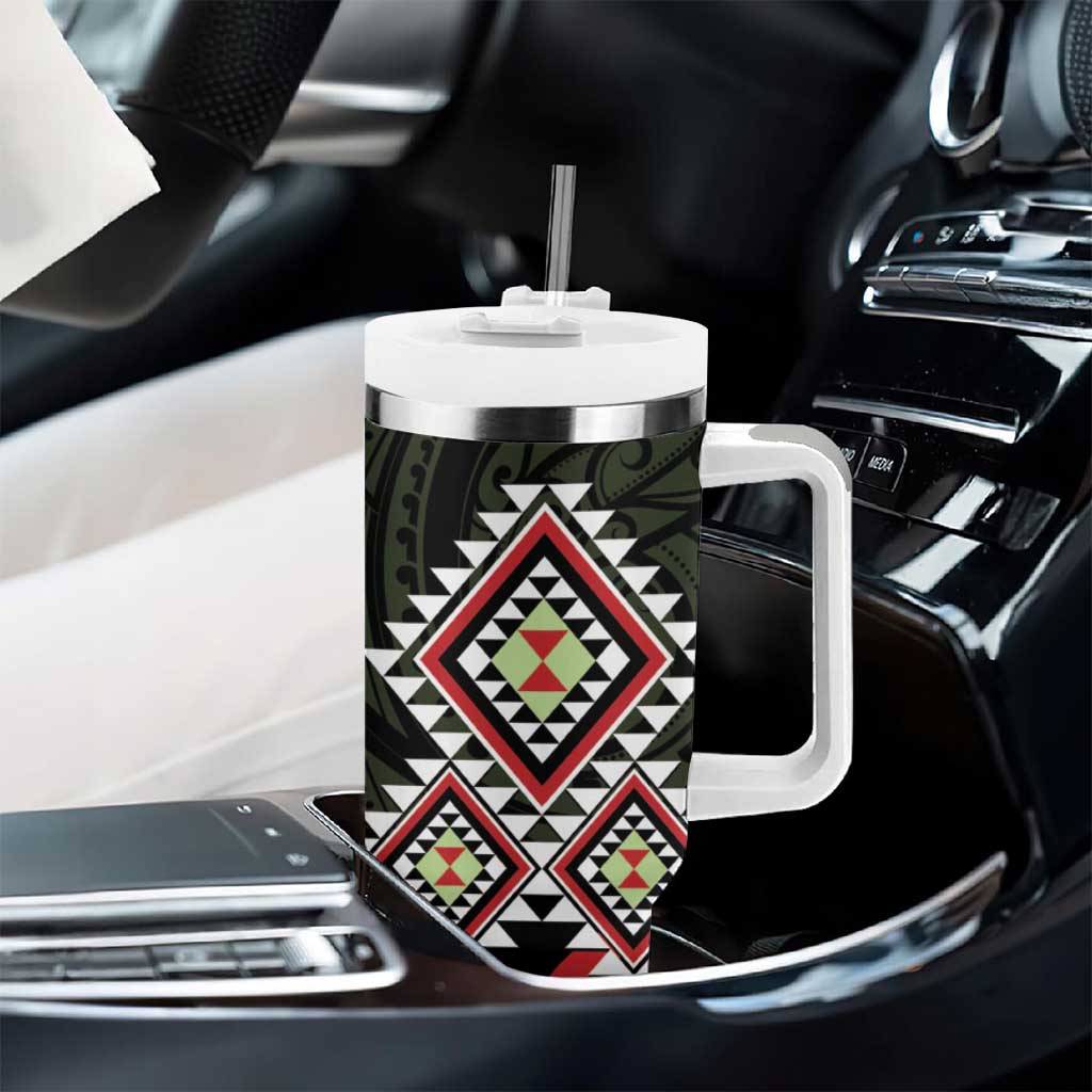 Kia Ora Aotearoa Tumbler With Handle 2025 Pasifika Maori Taniko Motifs