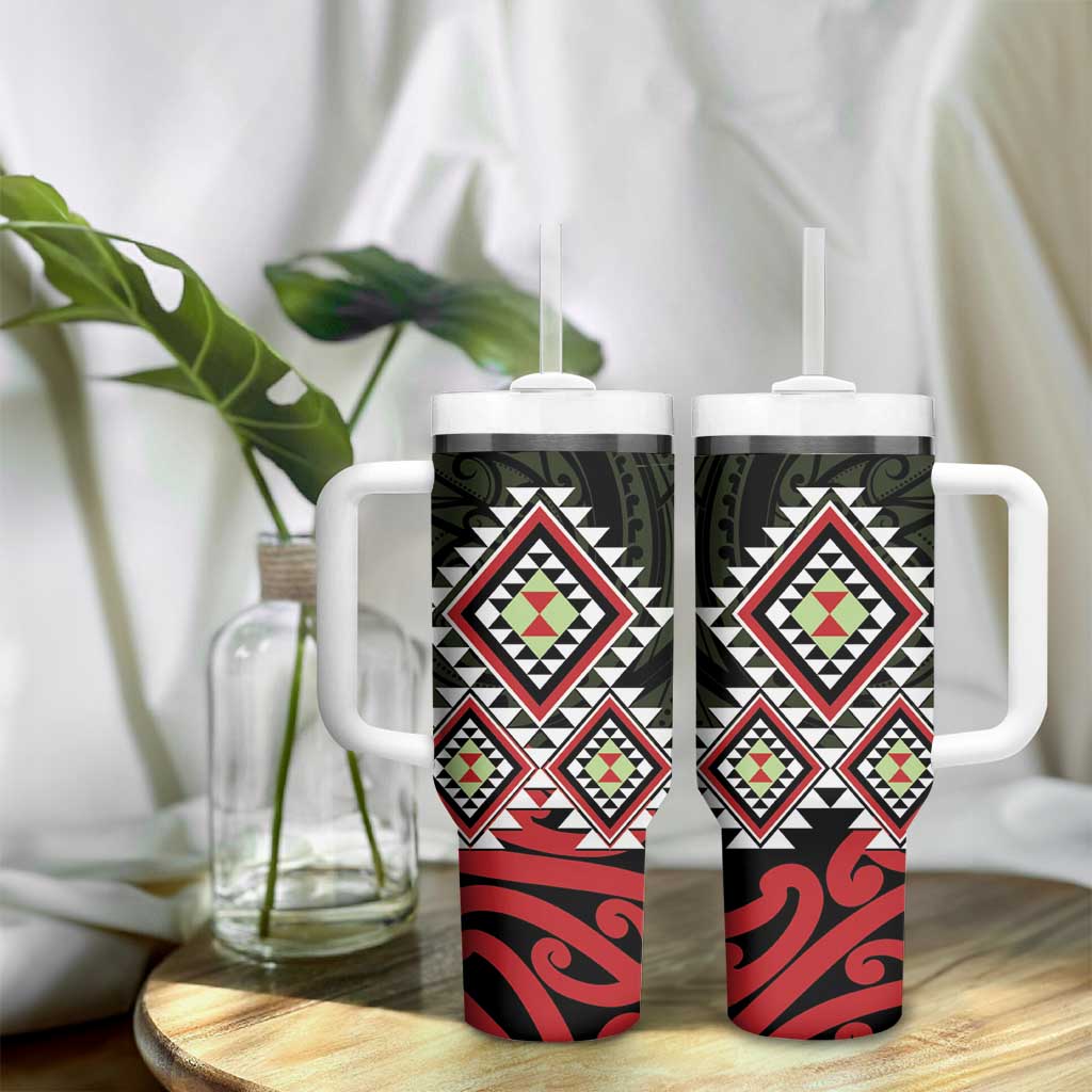 Kia Ora Aotearoa Tumbler With Handle 2025 Pasifika Maori Taniko Motifs