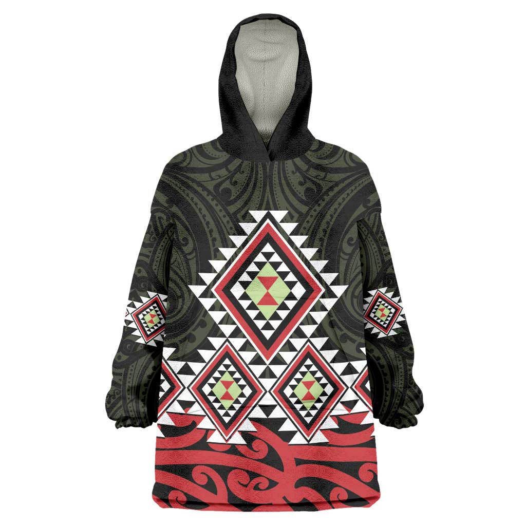 Kia Ora Aotearoa Wearable Blanket Hoodie 2025 Pasifika Maori Taniko Motifs - Vibe Hoodie Shop