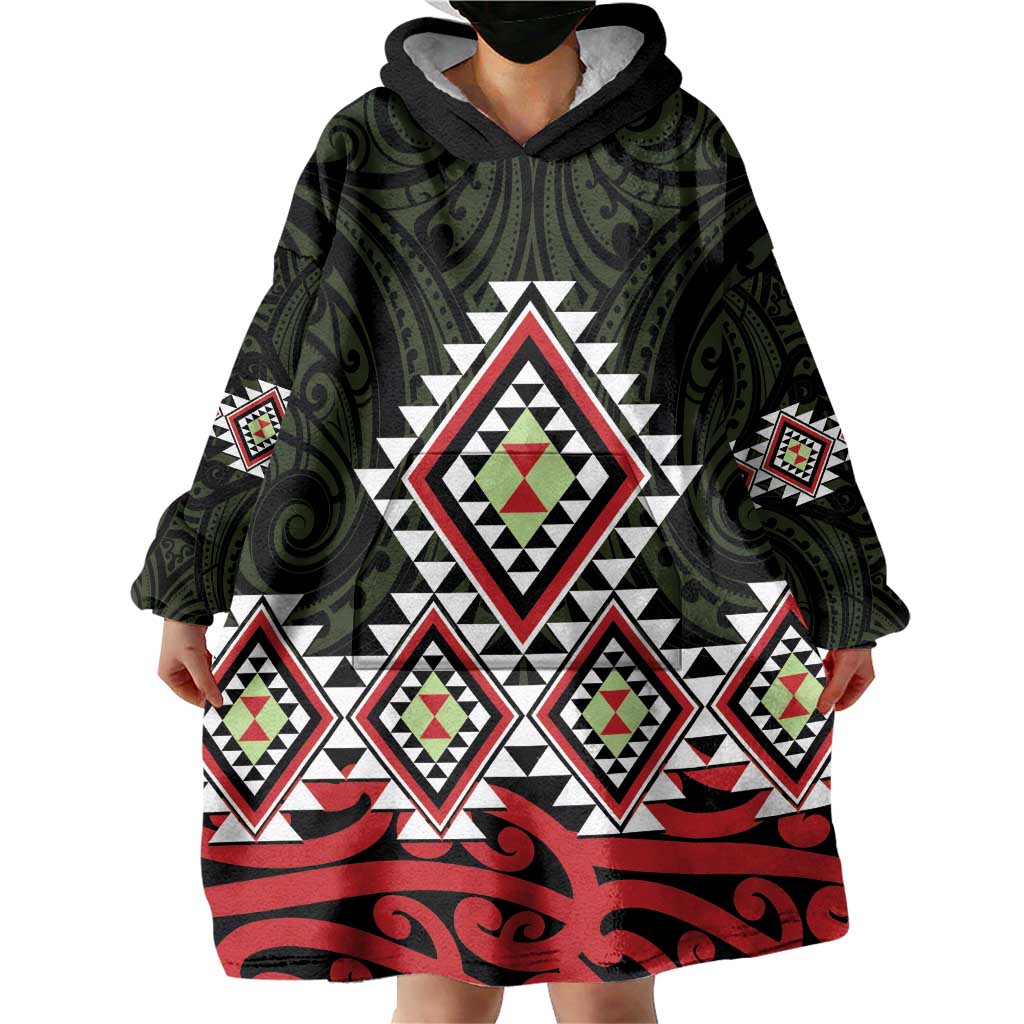 Kia Ora Aotearoa Wearable Blanket Hoodie 2025 Pasifika Maori Taniko Motifs - Vibe Hoodie Shop