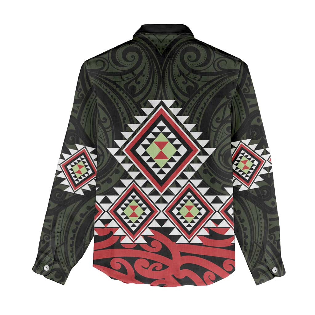 Kia Ora Aotearoa Women Casual Shirt 2025 Pasifika Maori Taniko Motifs - Vibe Hoodie Shop