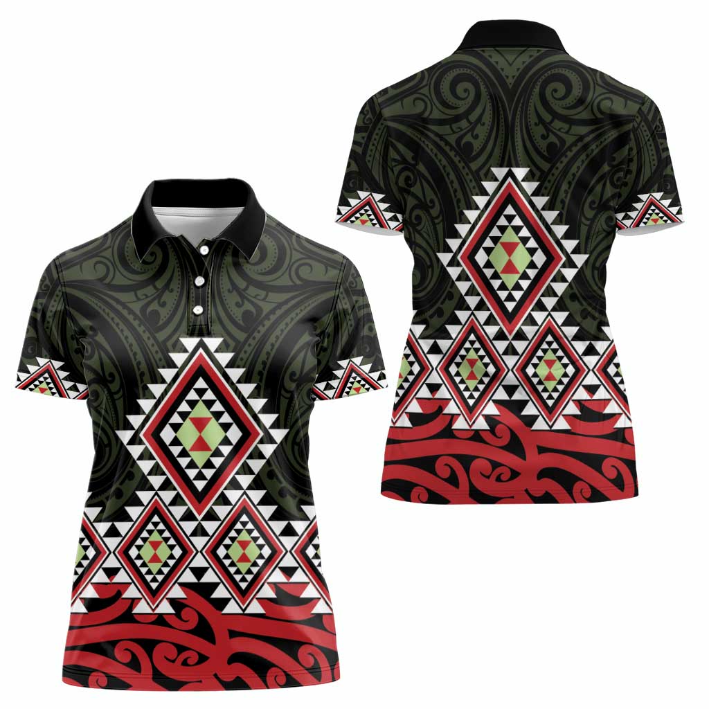 Kia Ora Aotearoa Women Polo Shirt 2025 Pasifika Maori Taniko Motifs - Vibe Hoodie Shop