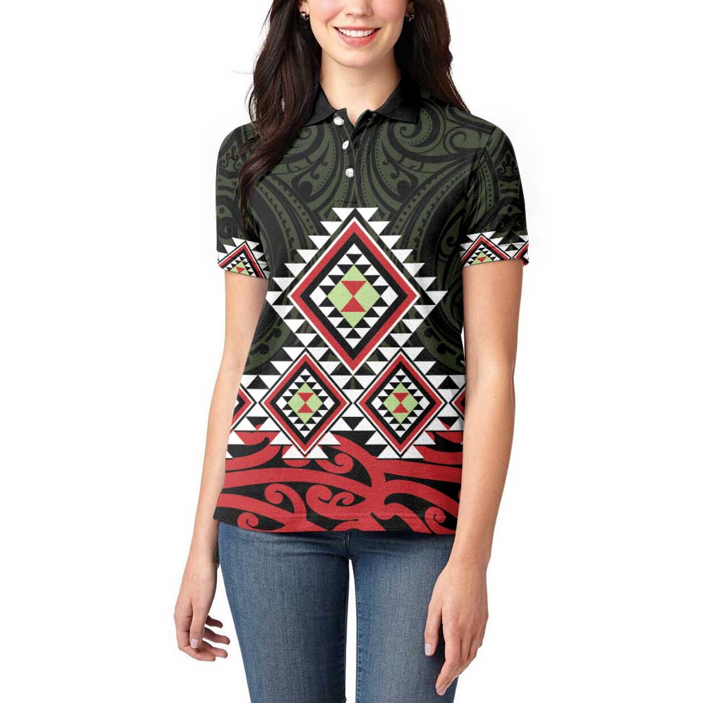 Kia Ora Aotearoa Women Polo Shirt 2025 Pasifika Maori Taniko Motifs - Vibe Hoodie Shop