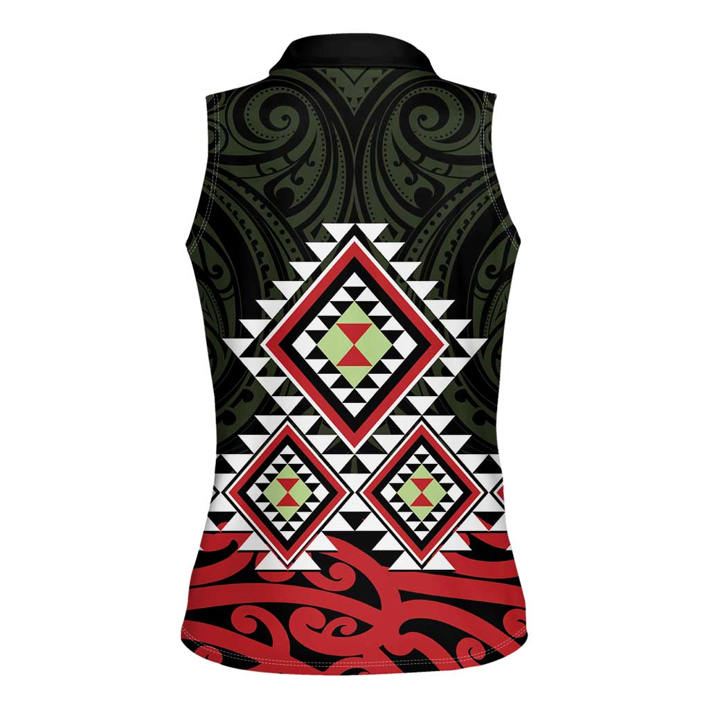 Kia Ora Aotearoa Women Sleeveless Polo Shirt 2025 Pasifika Maori Taniko Motifs