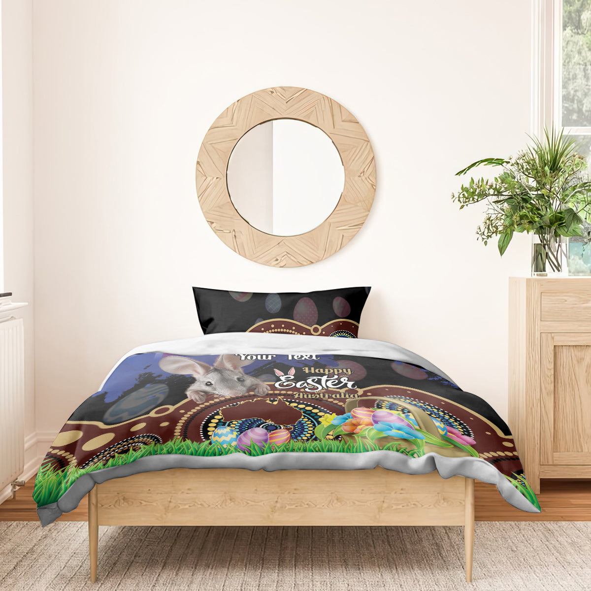 Personalised Australia Easter Day Bedding Set Aussie Bilby Aboriginal Art - Vibe Hoodie Shop