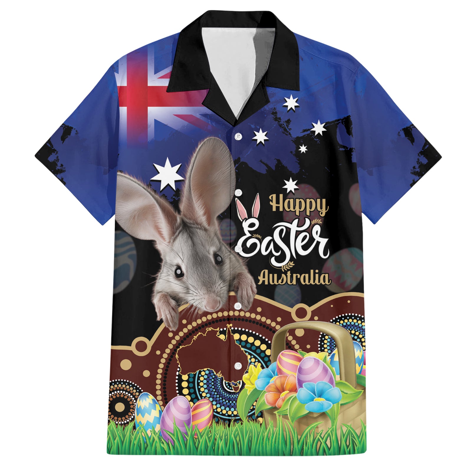 Personalised Australia Easter Day Hawaiian Shirt Aussie Bilby Aboriginal Art - Vibe Hoodie Shop