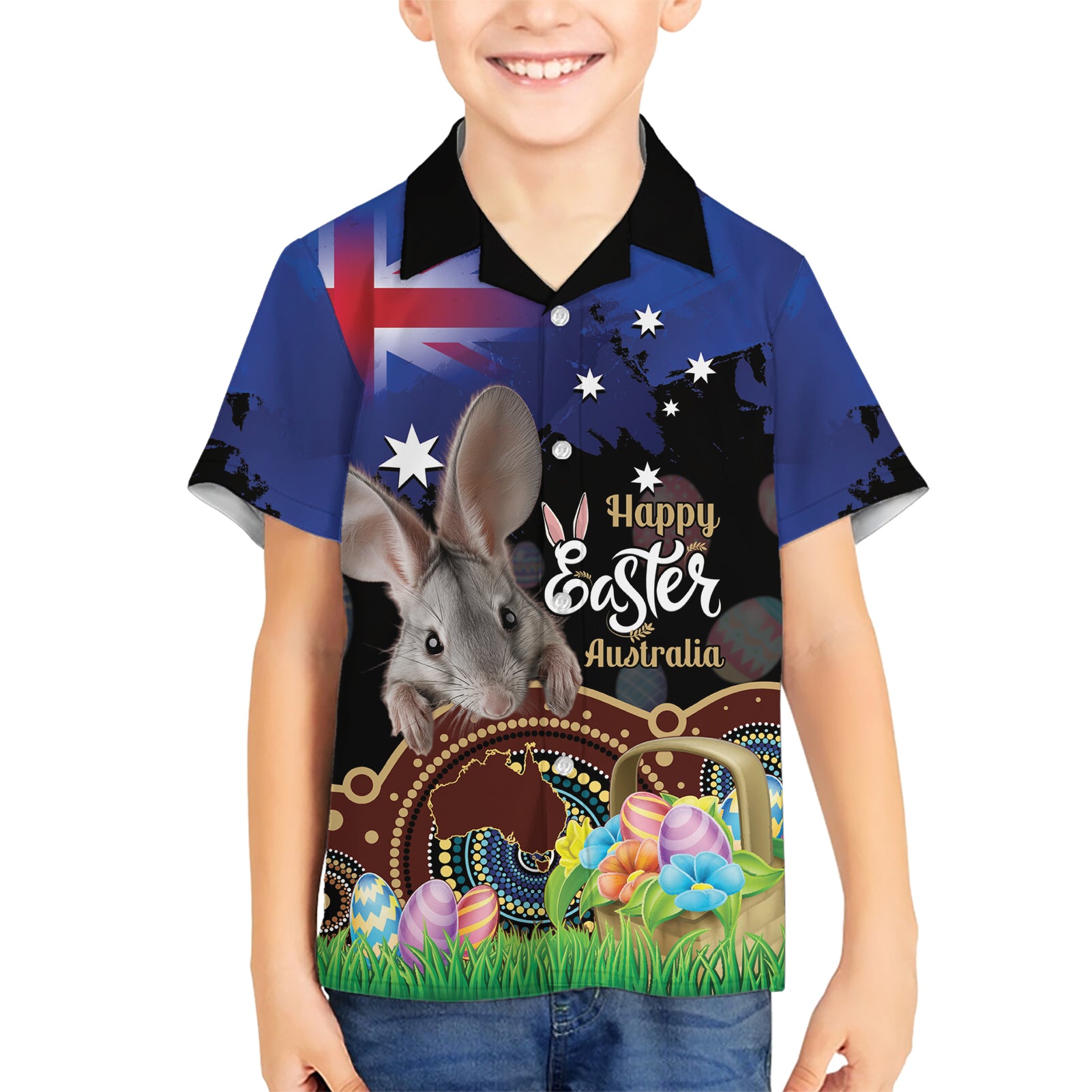Personalised Australia Easter Day Hawaiian Shirt Aussie Bilby Aboriginal Art - Vibe Hoodie Shop
