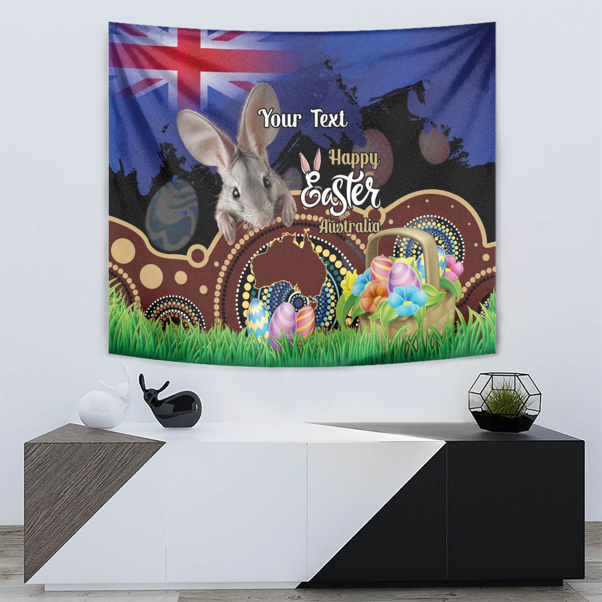 Personalised Australia Easter Day Tapestry Aussie Bilby Aboriginal Art - Vibe Hoodie Shop