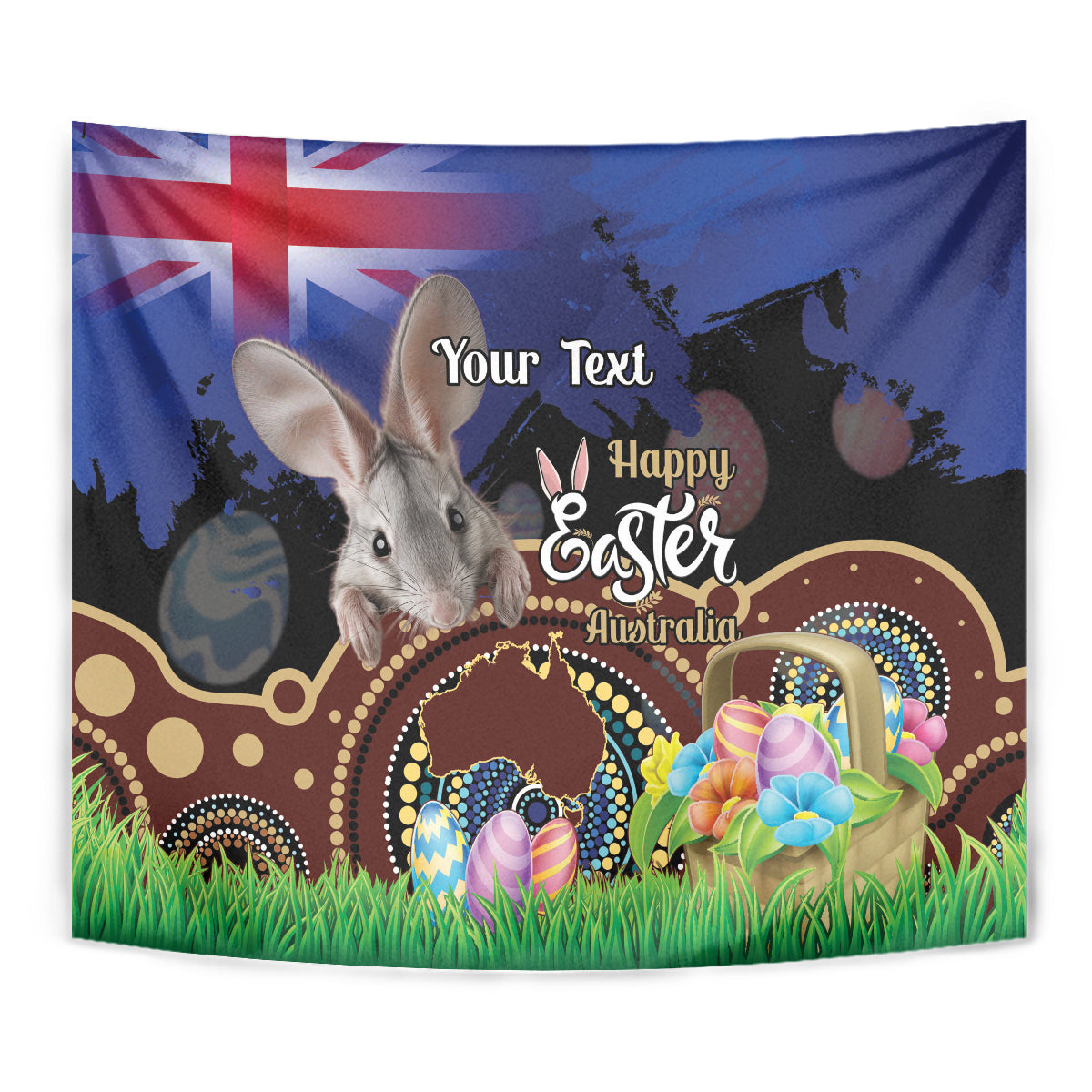 Personalised Australia Easter Day Tapestry Aussie Bilby Aboriginal Art - Vibe Hoodie Shop