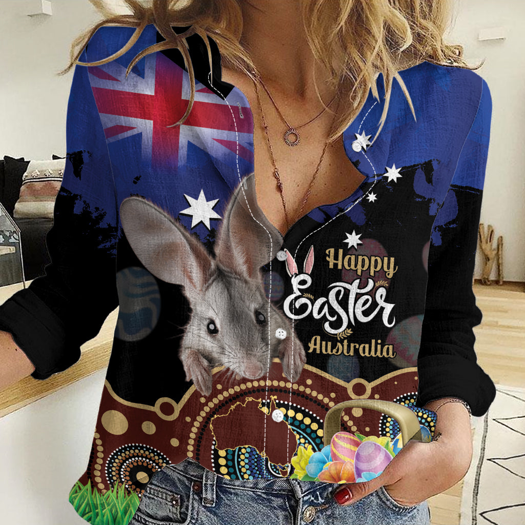 Personalised Australia Easter Day Women Casual Shirt Aussie Bilby Aboriginal Art - Vibe Hoodie Shop